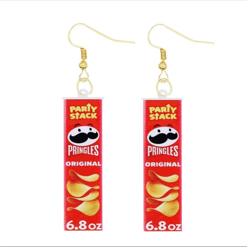 Pringles Print Drop Style Earrings